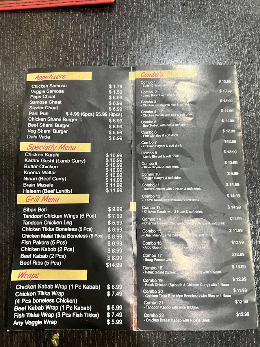 Sizzler Kabab Menu - Image 1